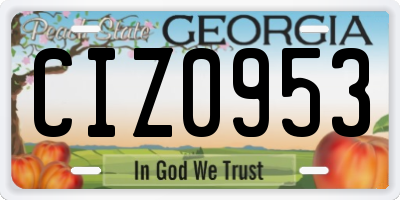GA license plate CIZ0953
