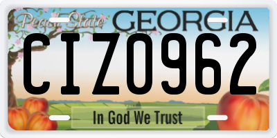 GA license plate CIZ0962