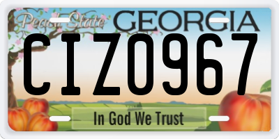 GA license plate CIZ0967