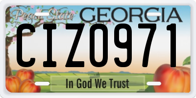 GA license plate CIZ0971