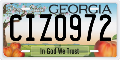 GA license plate CIZ0972