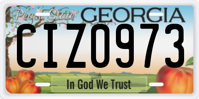 GA license plate CIZ0973