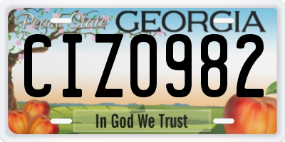 GA license plate CIZ0982