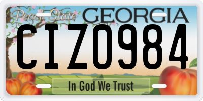 GA license plate CIZ0984