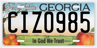 GA license plate CIZ0985