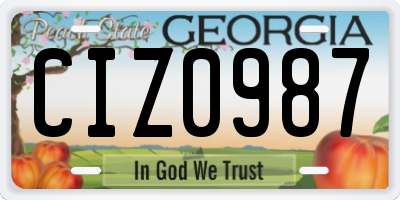 GA license plate CIZ0987