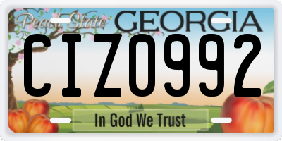 GA license plate CIZ0992