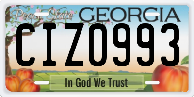 GA license plate CIZ0993