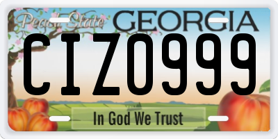 GA license plate CIZ0999