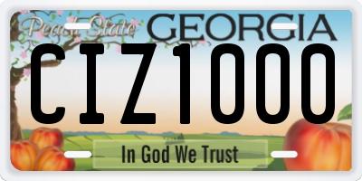 GA license plate CIZ1000