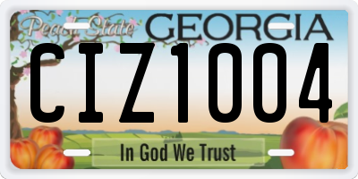 GA license plate CIZ1004