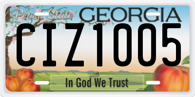 GA license plate CIZ1005