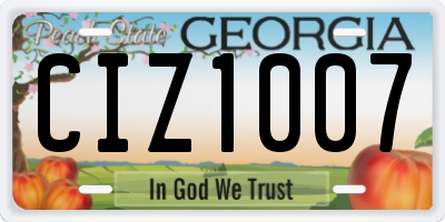 GA license plate CIZ1007