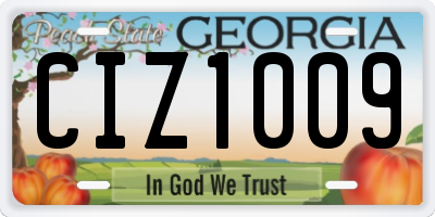 GA license plate CIZ1009