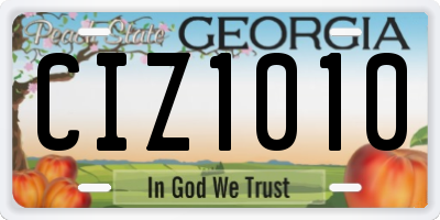 GA license plate CIZ1010