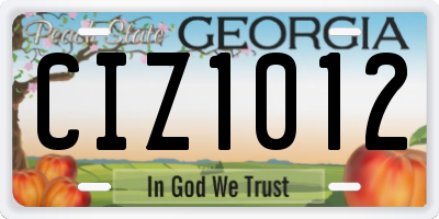 GA license plate CIZ1012