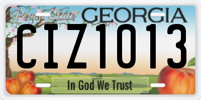 GA license plate CIZ1013