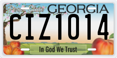GA license plate CIZ1014