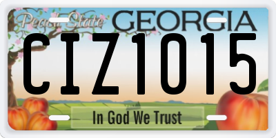 GA license plate CIZ1015