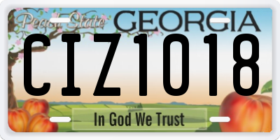 GA license plate CIZ1018