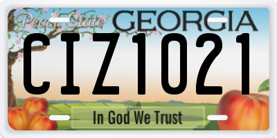 GA license plate CIZ1021