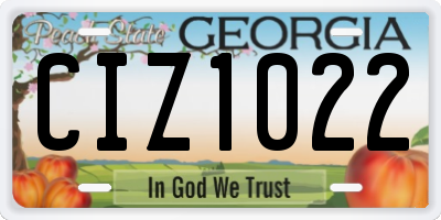 GA license plate CIZ1022