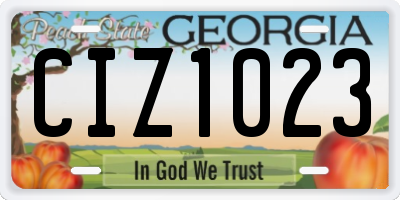 GA license plate CIZ1023