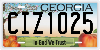 GA license plate CIZ1025