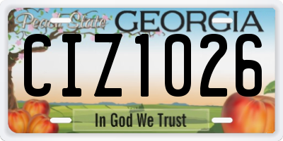 GA license plate CIZ1026