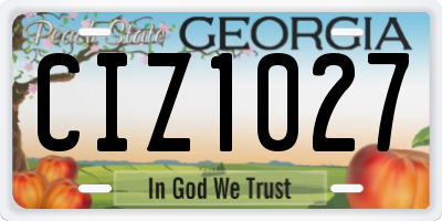 GA license plate CIZ1027
