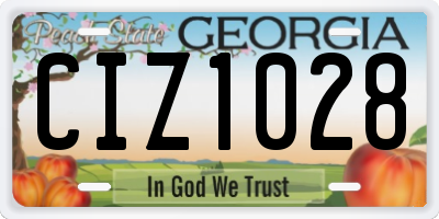 GA license plate CIZ1028