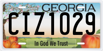 GA license plate CIZ1029