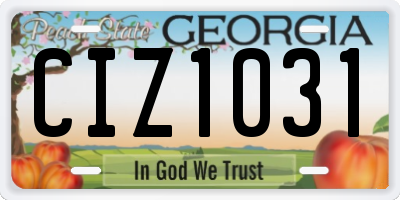 GA license plate CIZ1031