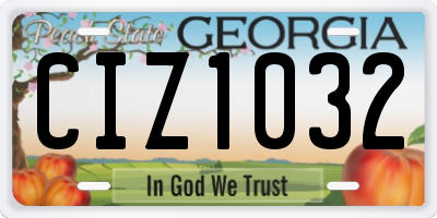 GA license plate CIZ1032