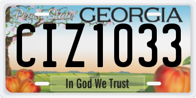 GA license plate CIZ1033