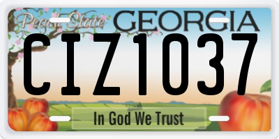 GA license plate CIZ1037