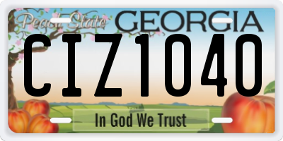 GA license plate CIZ1040