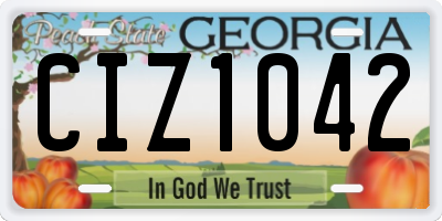GA license plate CIZ1042