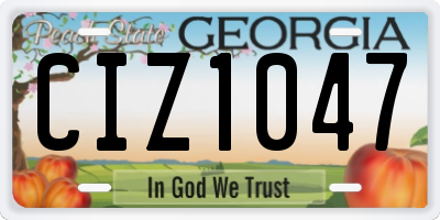 GA license plate CIZ1047
