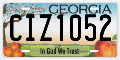 GA license plate CIZ1052