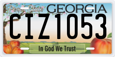 GA license plate CIZ1053