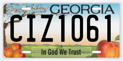 GA license plate CIZ1061
