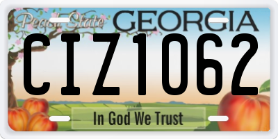 GA license plate CIZ1062