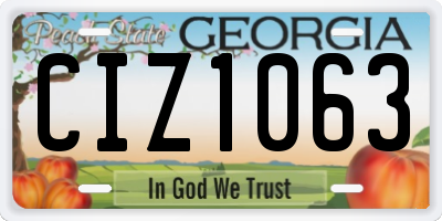 GA license plate CIZ1063