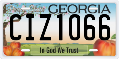 GA license plate CIZ1066