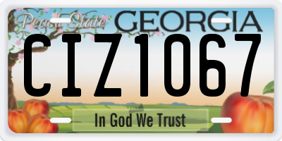 GA license plate CIZ1067