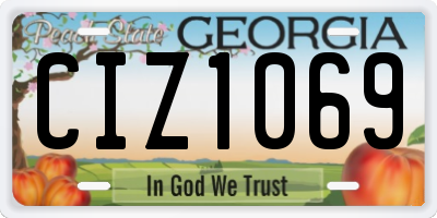 GA license plate CIZ1069