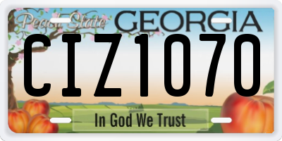 GA license plate CIZ1070