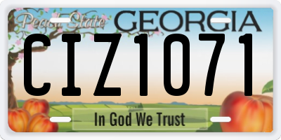 GA license plate CIZ1071