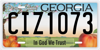 GA license plate CIZ1073